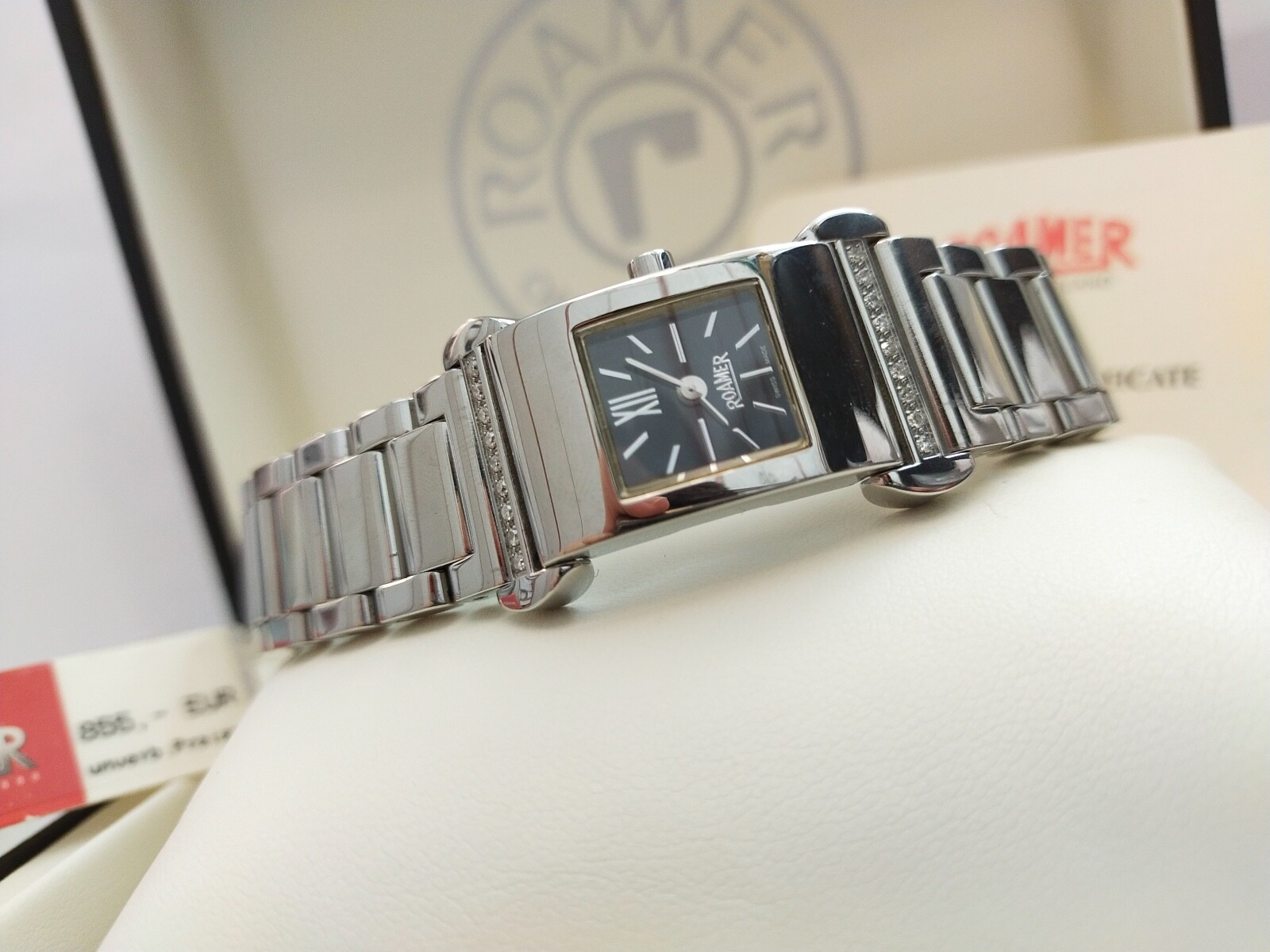 Pre-owned Roamer Watch Dreamline Luxury 18 Diamonds Swiss Made Folding Clasp 637.953