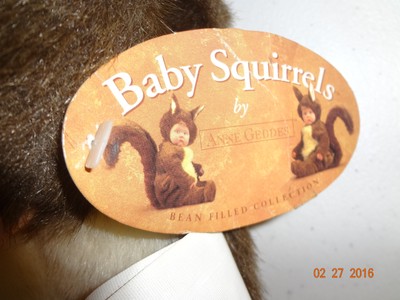 Anne Geddes Baby Squirrels Doll bean filled collection tags Easter Spring Bunny