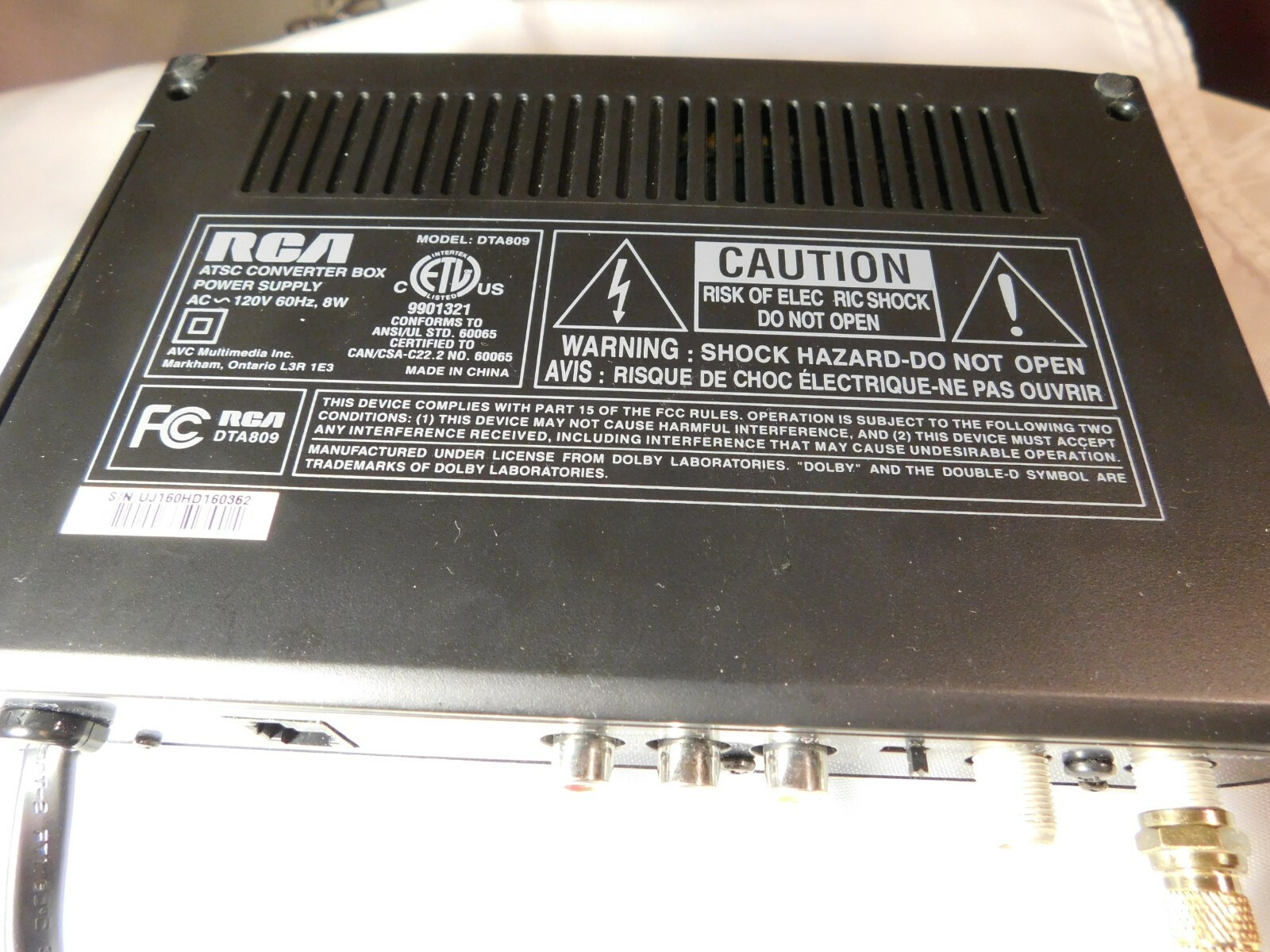 RCA ATSC / DTA809 Convertor Box