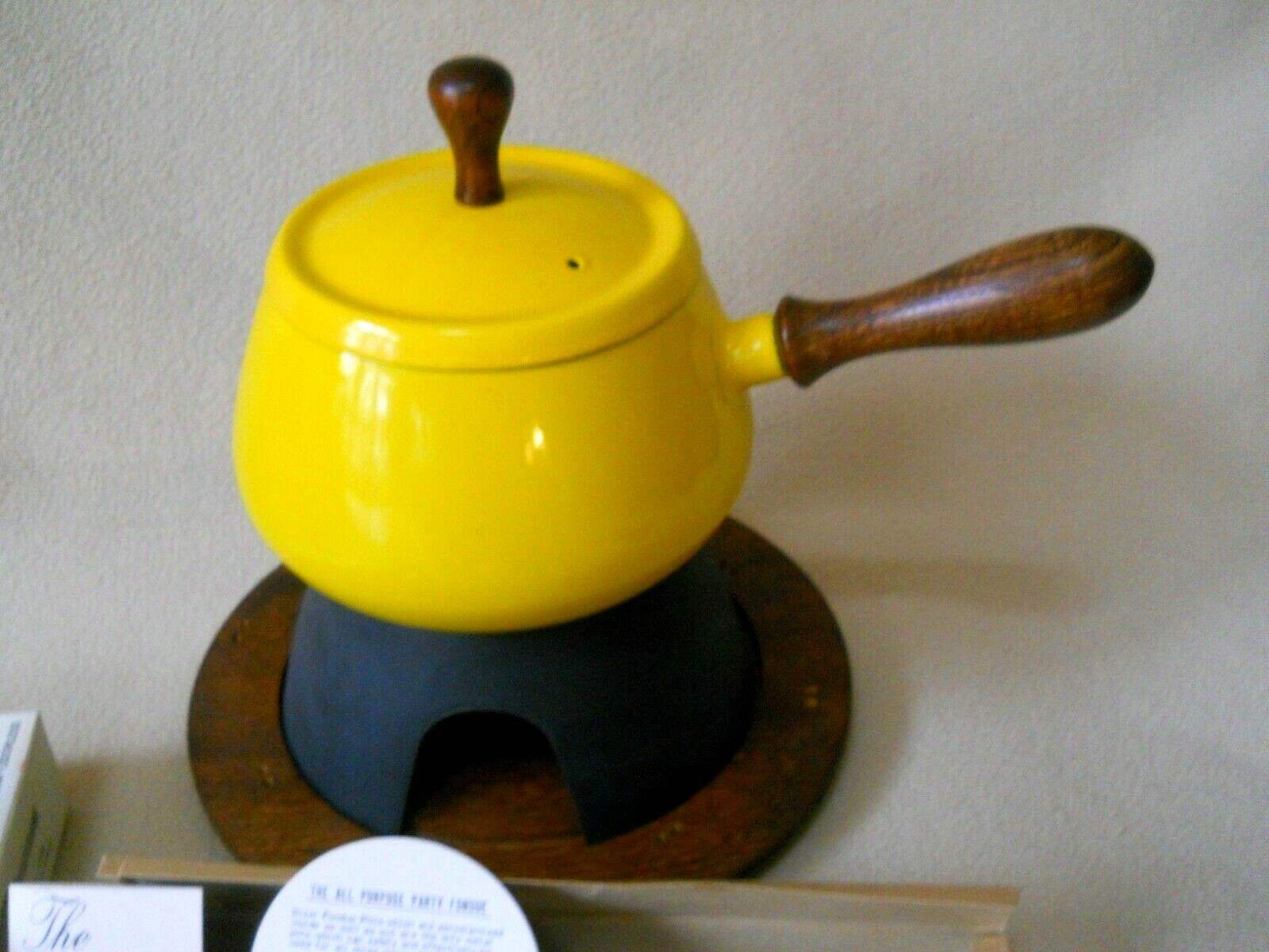 Vintage RUBEL 2 Qt Yellow Porcelainized Steel Fondue Set  / RETRO /JAPAN / NEW