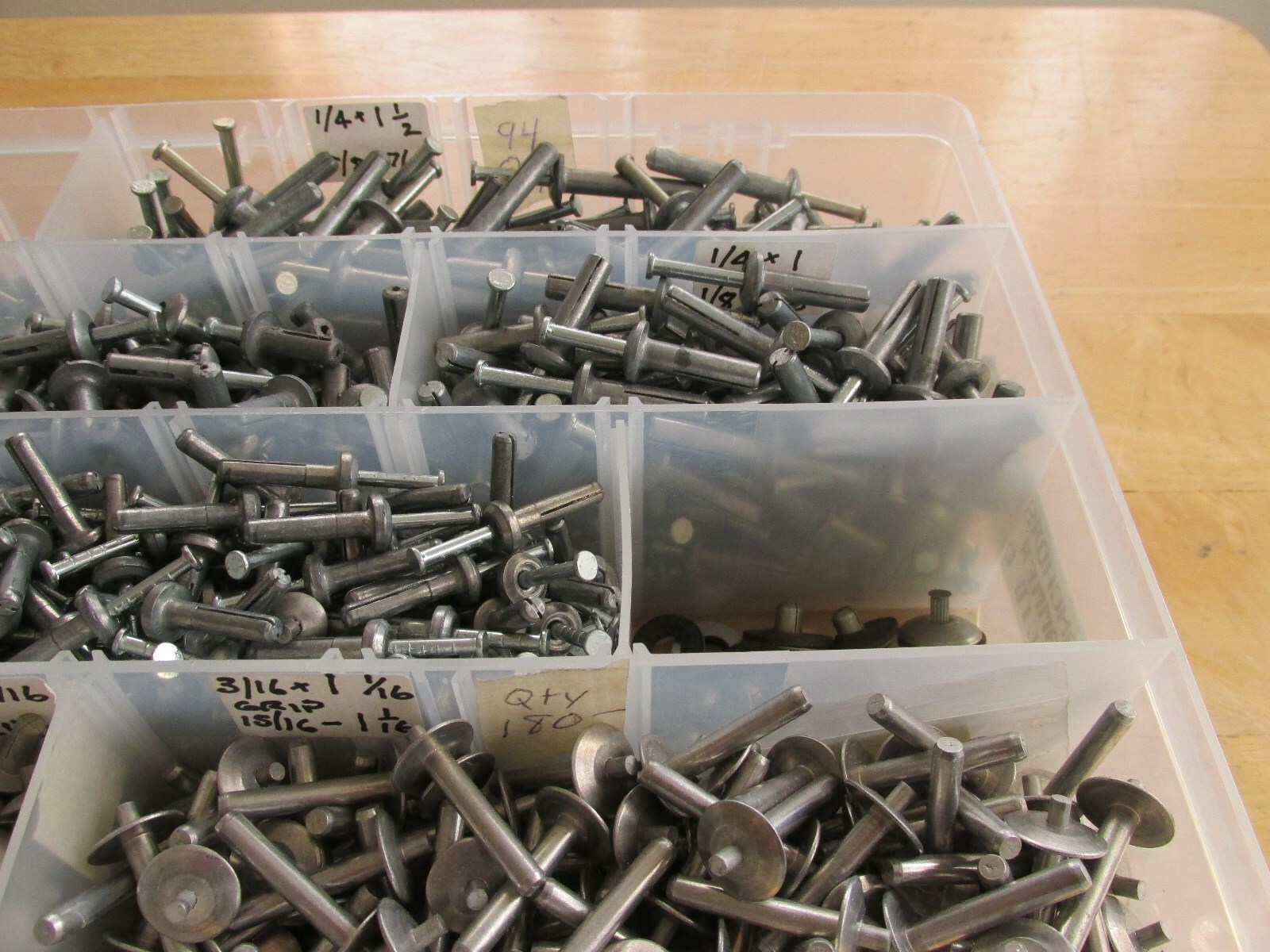 Lot of 1300+ New Various Size Button Mushroom  Head Nailing Concrete Anchors