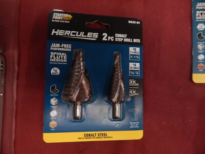 Hercules 2pc Cobalt Step Drill Bits with Jam Free Spiral Flute Design #HA22-61