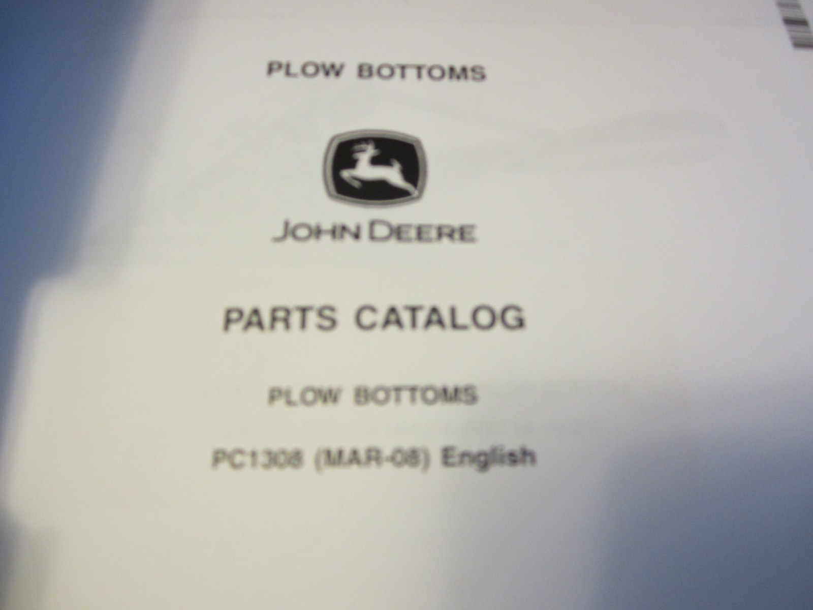 John Deere Parts Catalog Plow Bottom PC1308 English