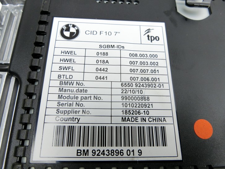 BMW F11 10-13 5er 525D Bildschirm Display Monitor L6-CID 7 Zoll F10 BMW F11 10-13 5er 525D 25.01.2011 9266384... Vorschau 5