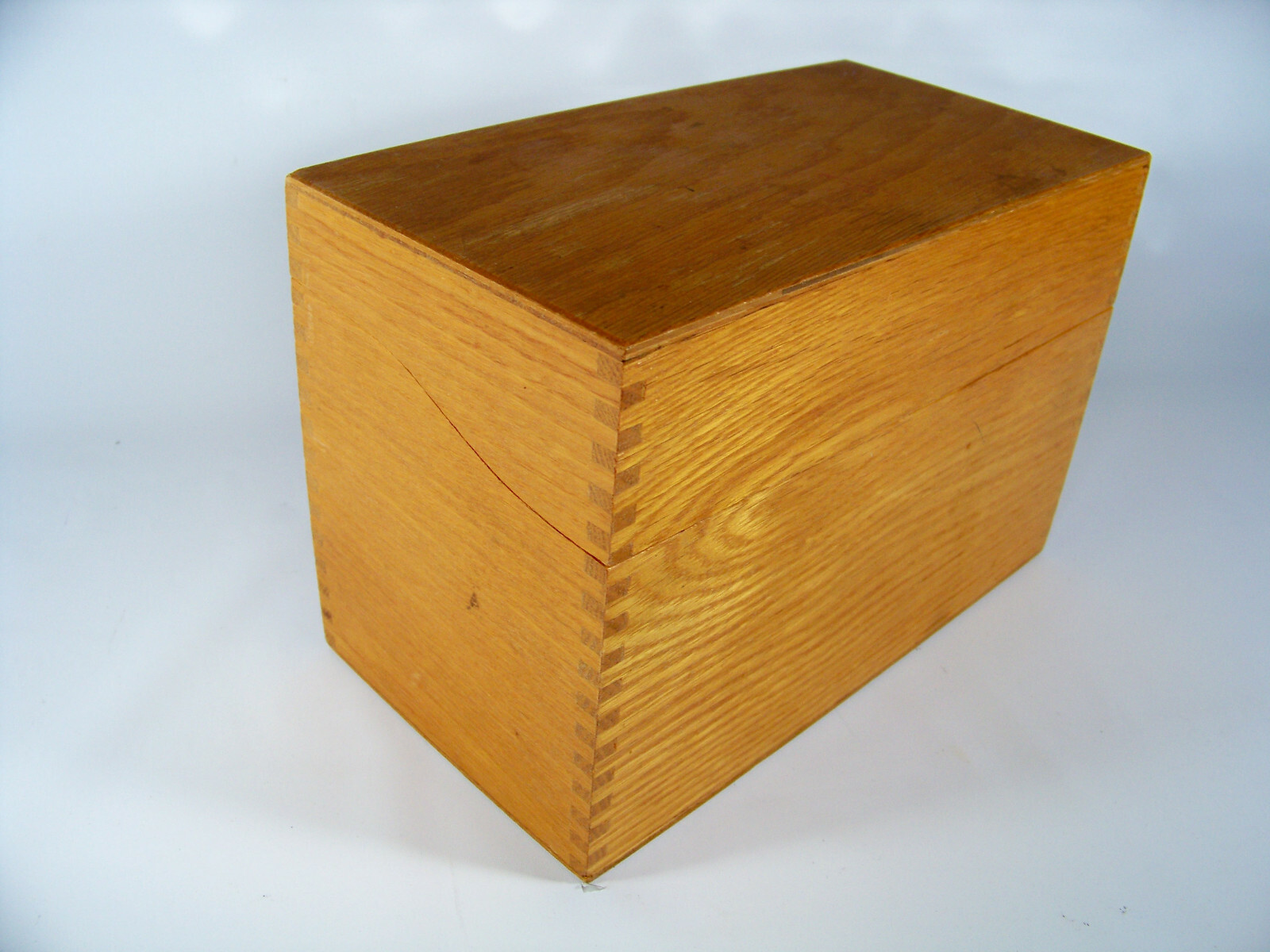 Hedges 458 Card File Recipe Light Oak Wood Vintage Oversized Box Dovetail
