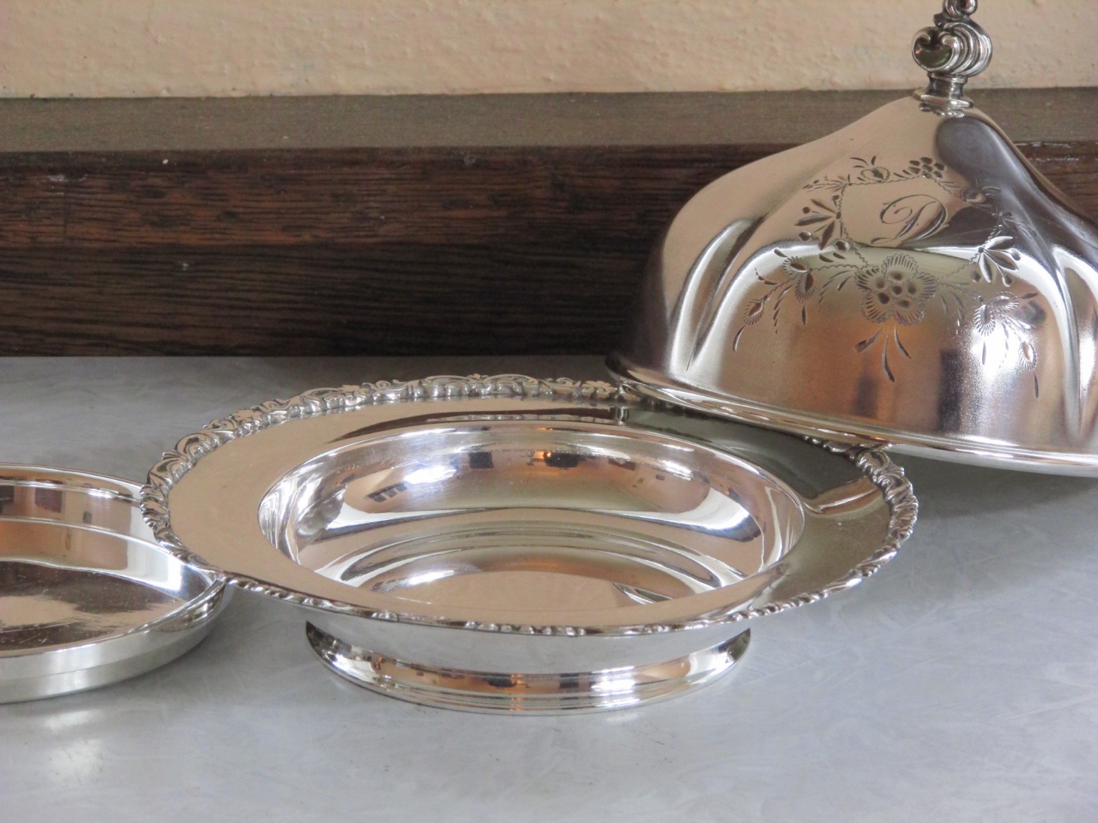 Antique Superior Silver Co Quadruple Plated Domed Butter Dish 3 Part Covered