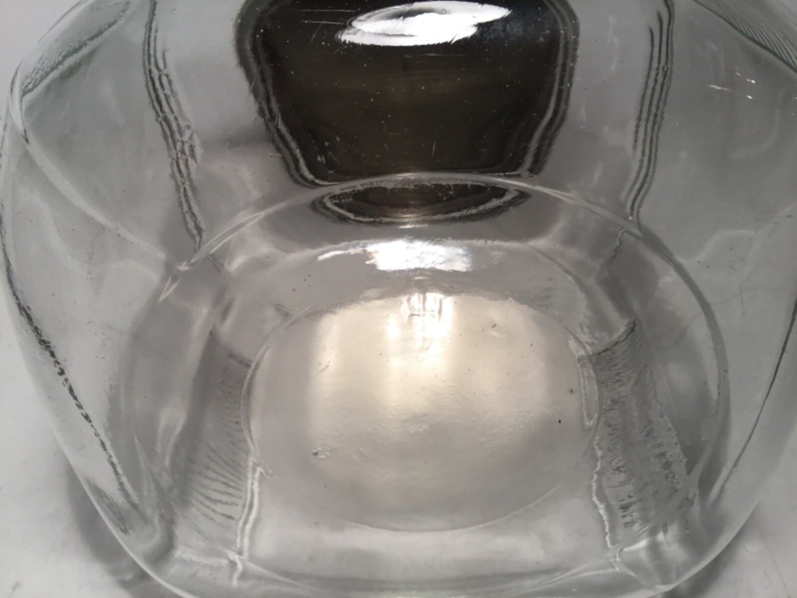 Vintage Large Glass Square Jar Ribbed Corners Gallon Green Lid Canister