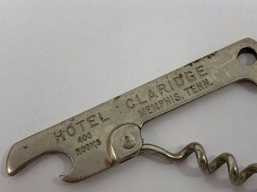 Vintage Bottle Opener & Cork Screw From The Hotel Claridge In Memphis Tennessee