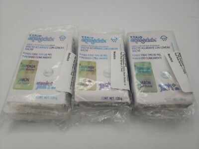 3 Pack T.TAiO Esponjabon Concha Nacar Mother of Pearl Soap 4.20 oz All Skin Type