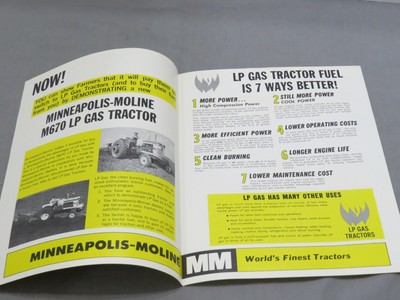 vintage Minneapolis Moline M670 LP Gas Tractor Sales Brochure 1965 original