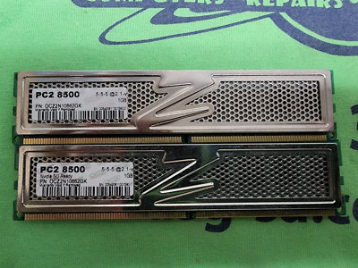LOT OF 2 - OCZ 1GB PC2-8500 DDR2-1066 SDRAM Desktop Memory