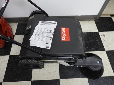 DAYTON Walk Behind Sweeper  27 in Cleaning Path Manual Dual Brush