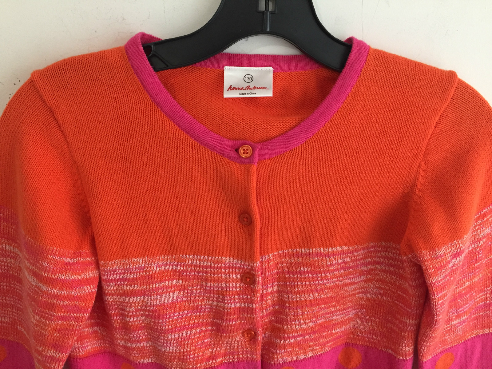Hanna Andersson Cotton Cardigan Sweater Orange & Fuchsia Size 130
