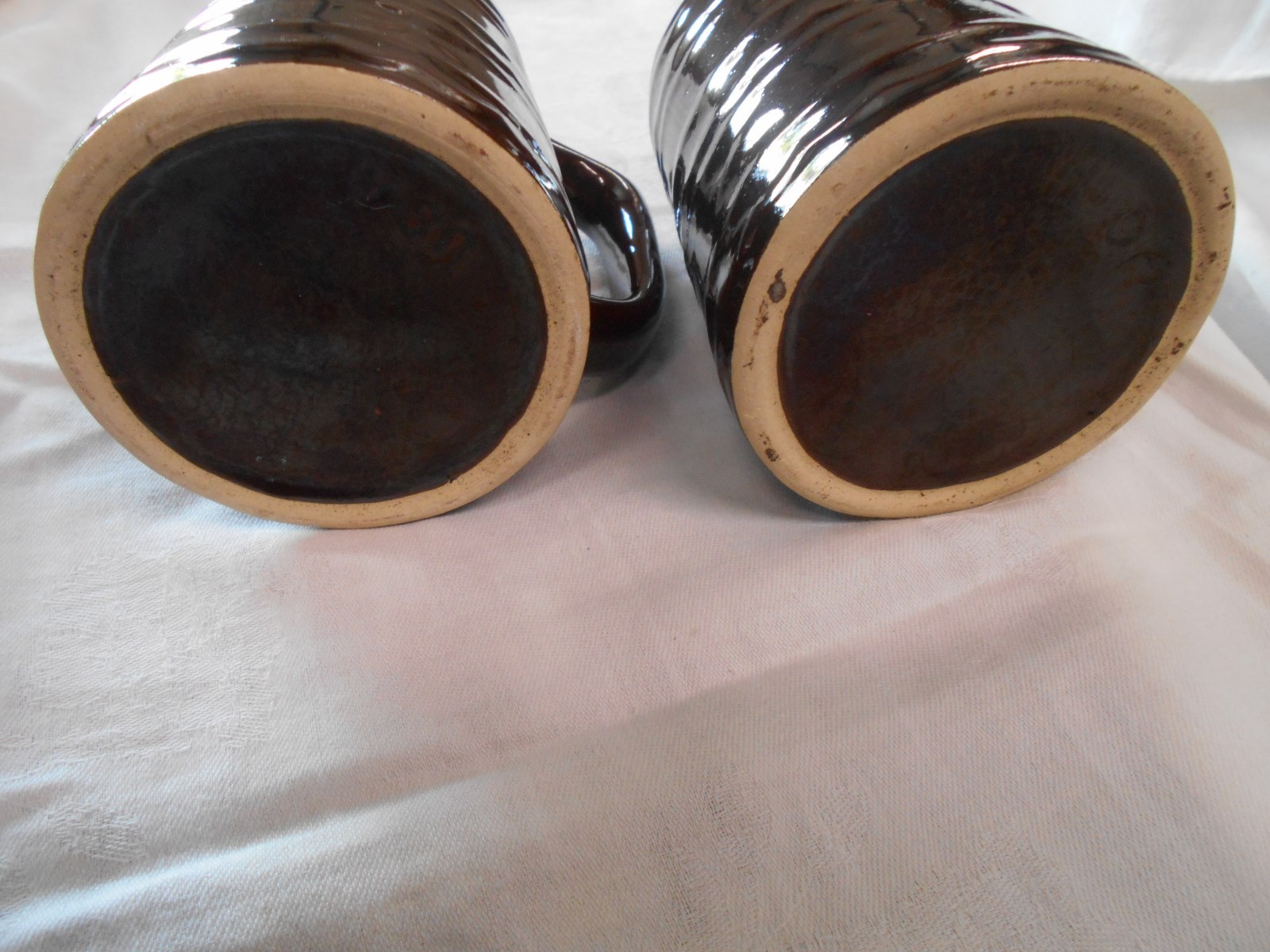 2 vintage Marcrest stoneware USA mugs ringed