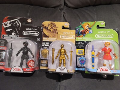 World Of Nintendo Set Of 3 Links BNIB - Gold Color, Shadow & Red Goron Tunic.