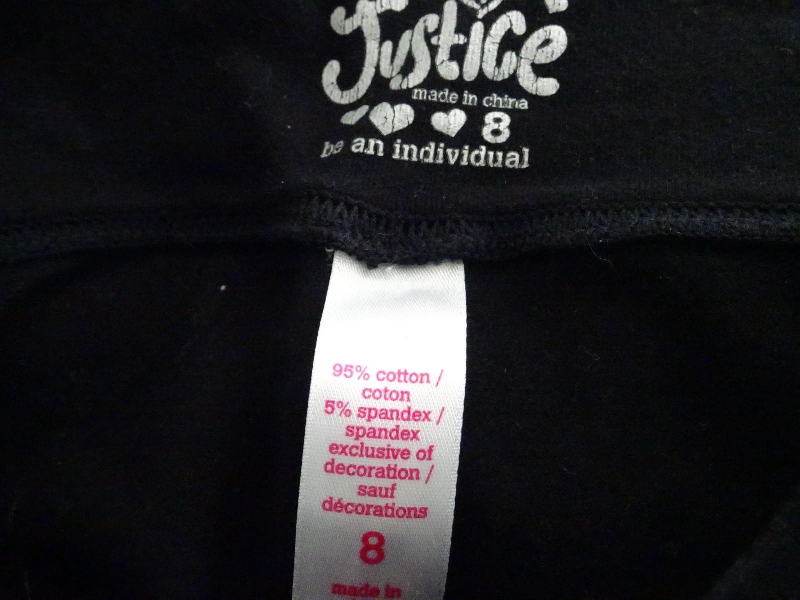 JUSTICE GIRLS SIZE 8 BLACK KNIT CAPRI/CROPPED PANTS-DANCE/GYMNASTICS-ACTIVE WEAR