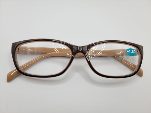 Stylish Brown Cateye Reading Glasses +1.50 Strength Spring Hinges Women Eyewear