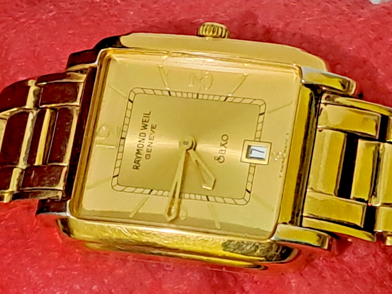 XRARE RAYMOND WEIL SAXO 9110 QUARTZ 18K GOLD FILLED DATE