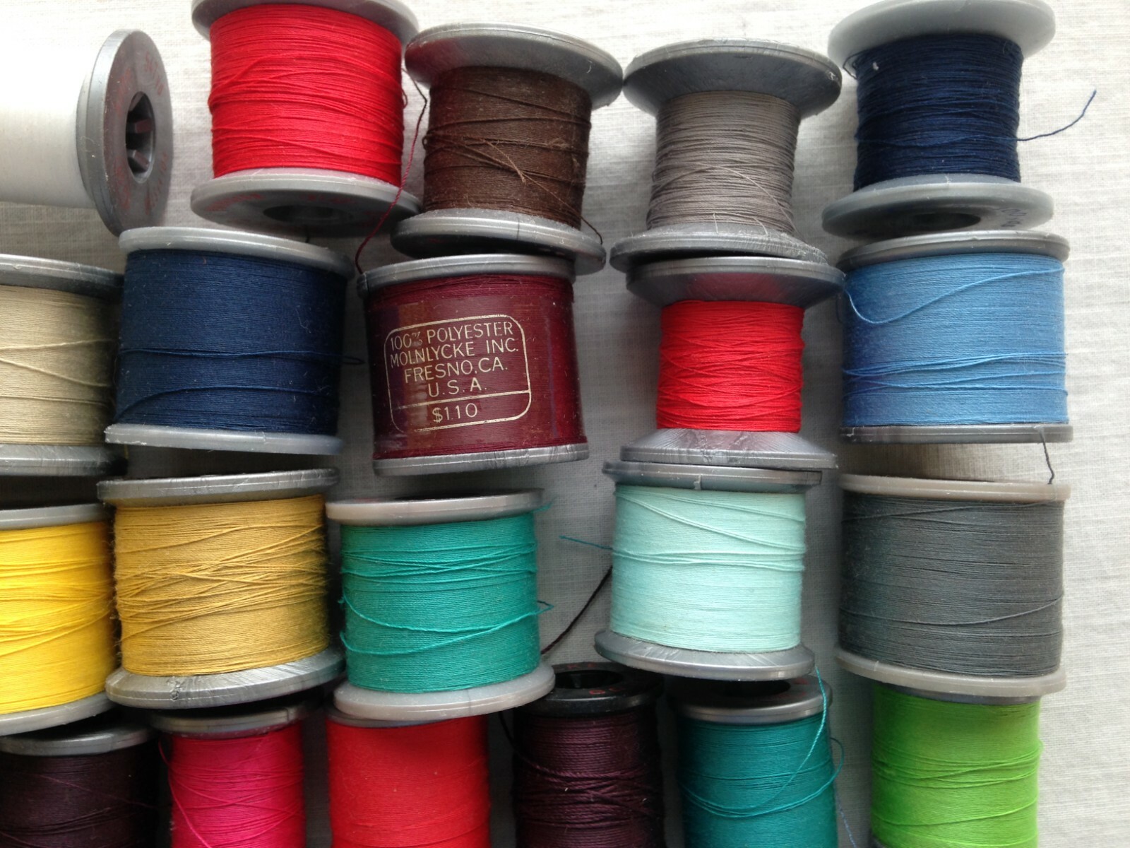 Lot of 55 Molnlycke Sewing Thread New & Used Large & Small Spools