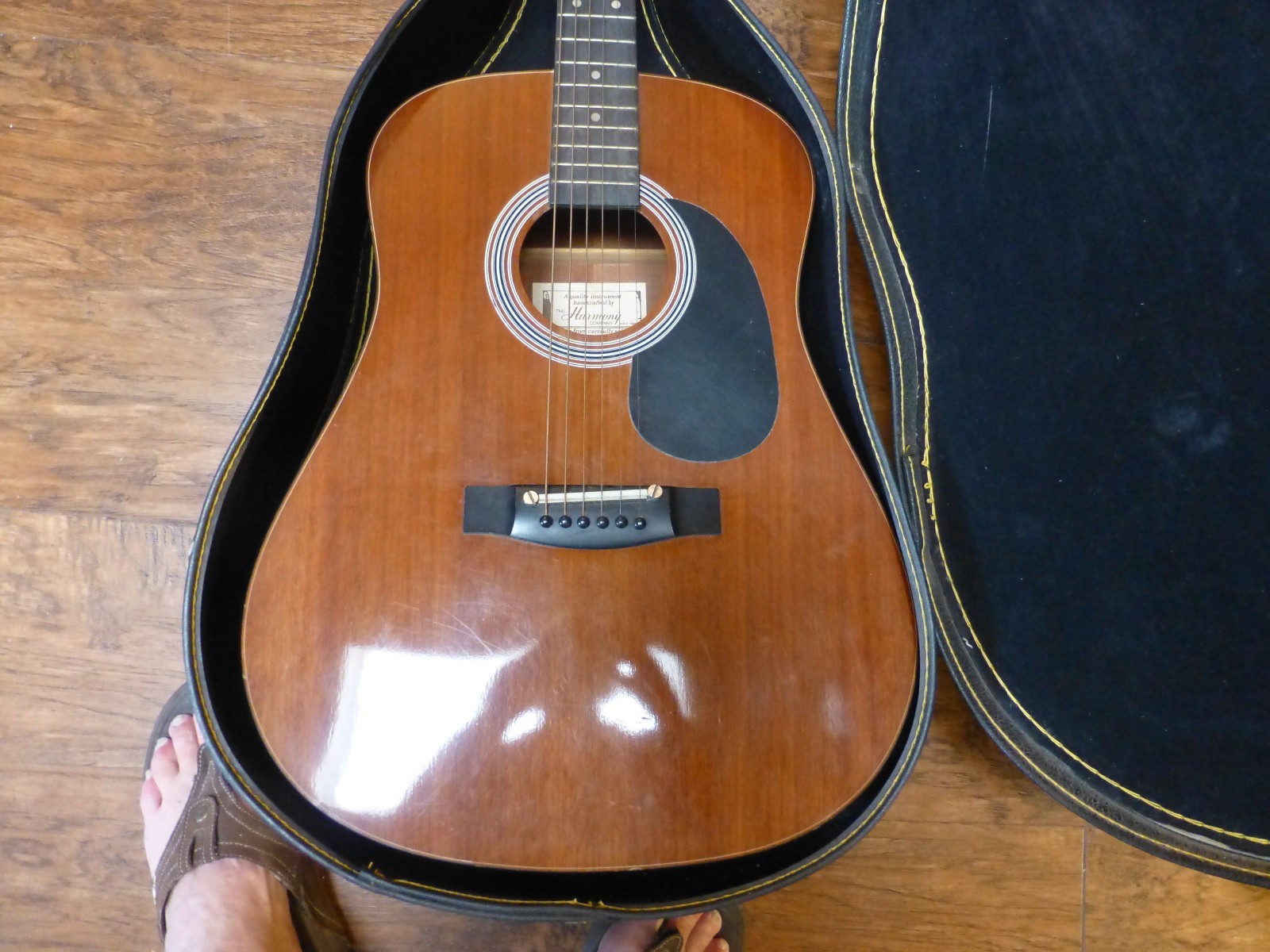 Vintage Harmony Acoustic Guitar with Case and Strings