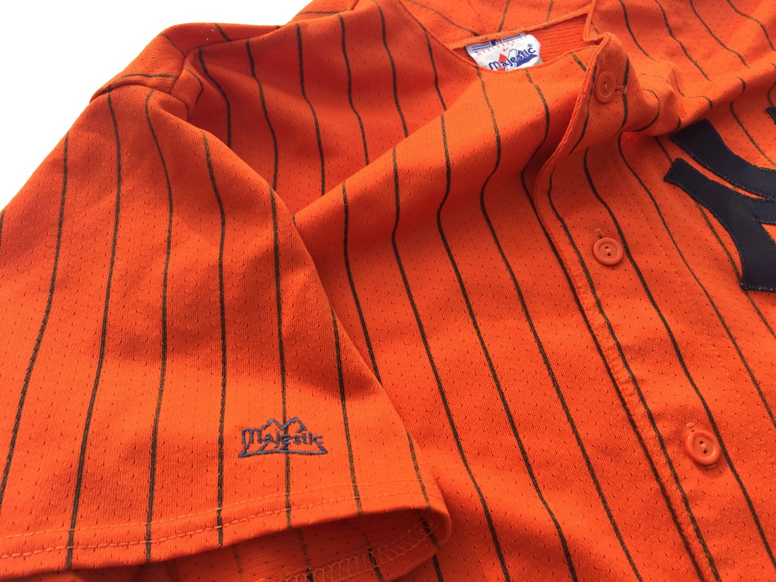 Vintage New York Yankees Jersey Rare Orange with Navy Blue Patch Majestic XL Pin