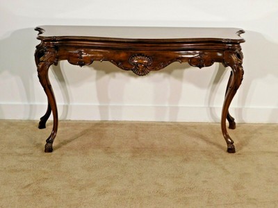 KARGES Circassian Flame Walnut Hoofed Foot Serpetine Console SIdeboard Table