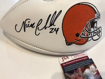 NICK CHUBB AUTOGRAPHED SIGNED CLEVELAND BROWNS LOGO FOOTBALL JSA COA