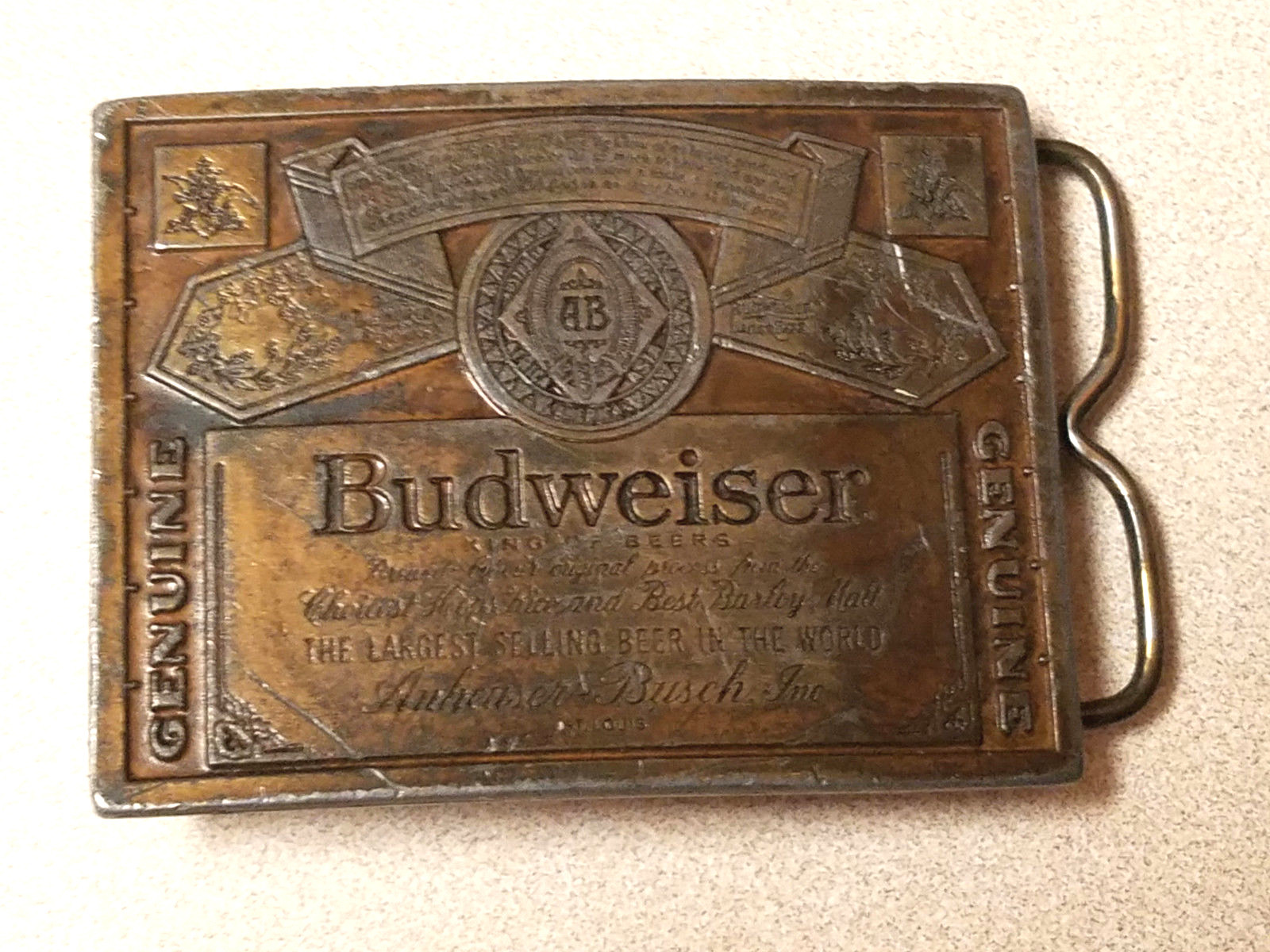 [レア]80s 90s Budweiser 本革ベルトVINTAGE馬車usa製 Men's Vintage Budweiser Tooled Clydesdales Leather Belt and