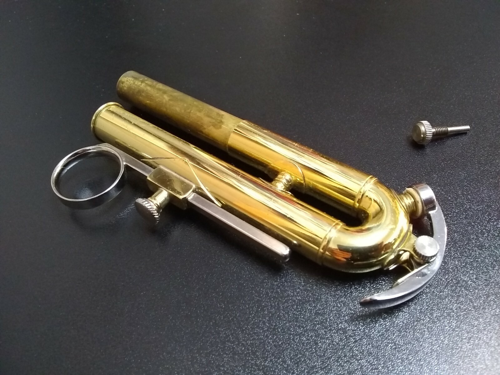 BACH TR300H2 TRUMPET PARTS: 3rd VALVE SLIDE COMPLETE WATER KEY w/ NEW CORK VGC