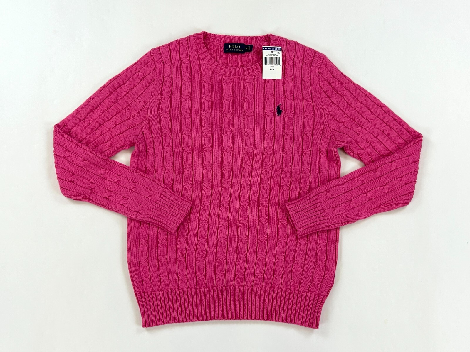 Женский свитер Polo Ralph Lauren из хлопка с круглым вырезом и трикотажной тесьмой с рисунком пони - Розовый
