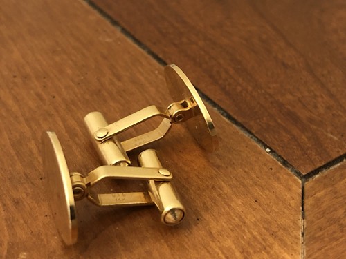 B.A. BALLOU Adjustable 14K Solid GOLD CUFF LINKS VINTAGE Engravable Solid Gold