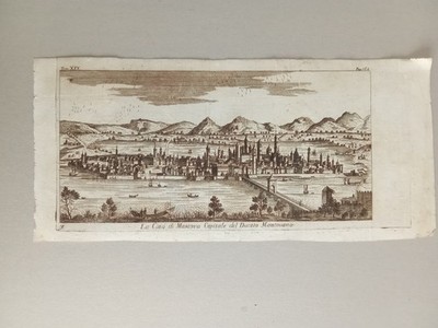 Incisione Antica Originale Thomas Salmon 1750 ca. Veduta Città di Mantova Ducato