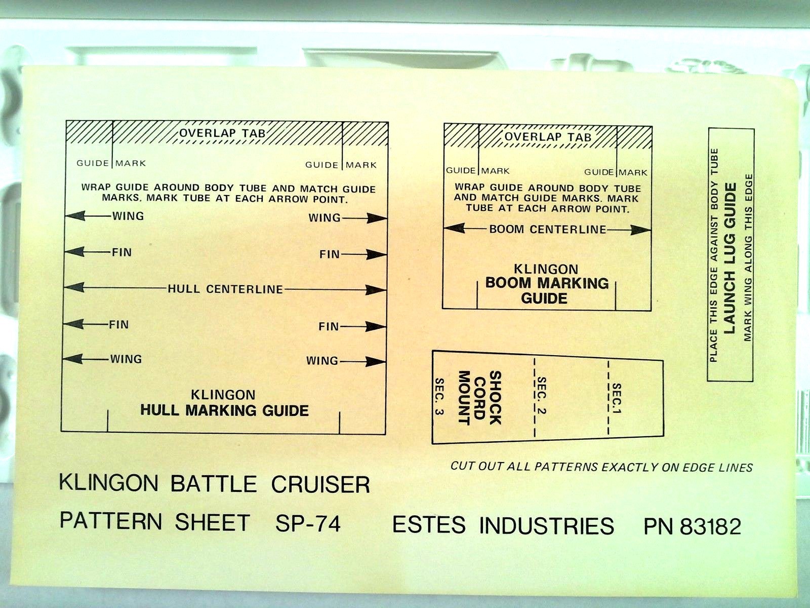 STAR TREK Vintage Estes 25th Ann Klingon Battle Cruiser Model Rocket Kit 1274