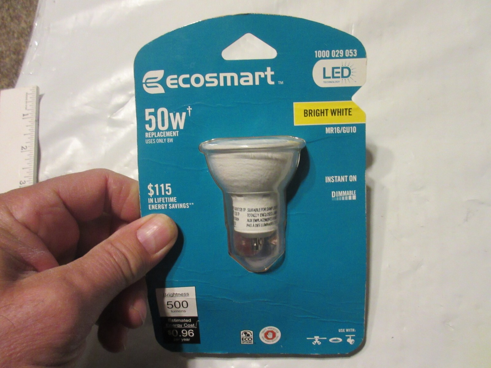 EcoSmart 50W Equivalent Bright White MR16/GU10 INSTANT ON DIMMABLE LED & 40 watt
