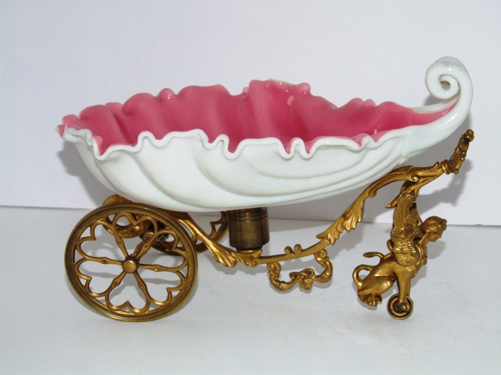 LARGE Figural Shell Shaped Cased BRIDES Bowl w/wheels. FABULOUS & RARE!!