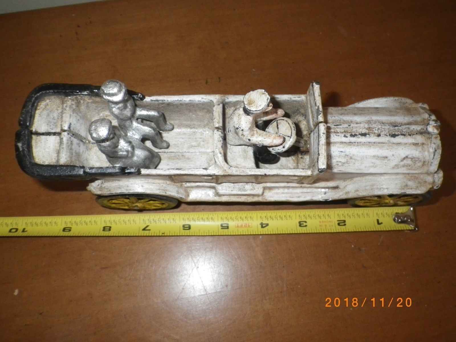 Vintage Convertible Touring Cast Iron Toy Car Collectible Antique Driver Riders