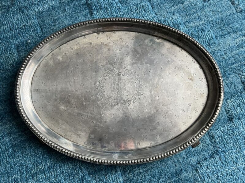 Sterling Silver Jacobi & Jenkins Baltimore Antique Footed Oval Tray 13-1/2” Long