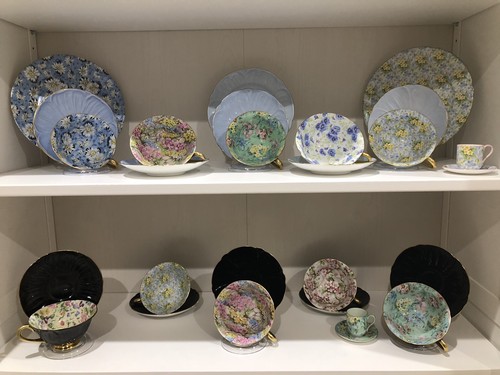 Shelley Footed Oleander Chintz & Miniature Cup & Saucer & Plate Will Separate