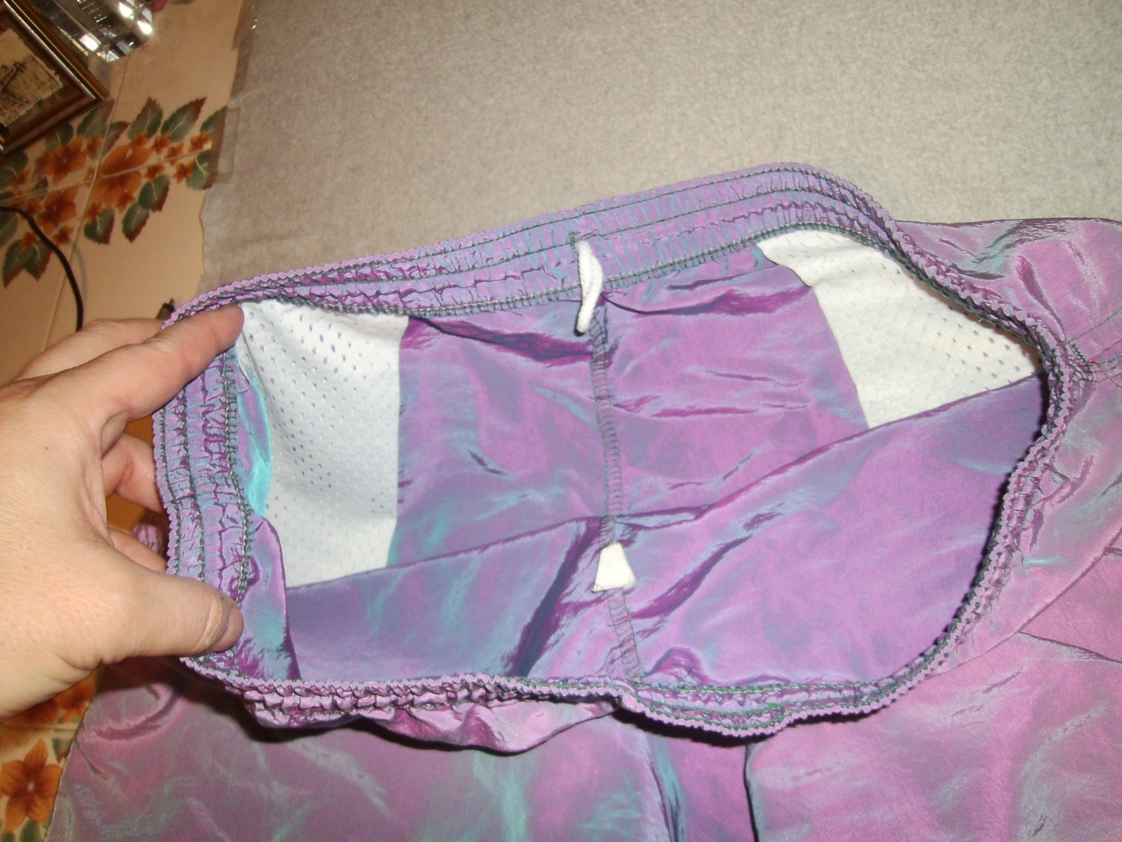 VINTAGE 1980's 90's SURF STYLE PURPLE SHORTS L IRIDESCENT INTERPLANETARY USA