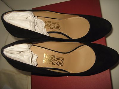 Pre-owned Ferragamo $695 Salvatore  Fiamma Black Suede Wedge Heels Shoes Us 7.5-10.5 Bx