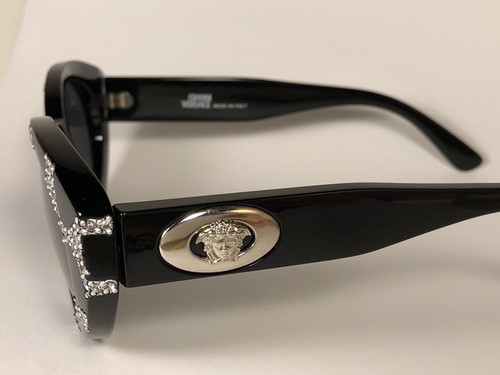 Vintage Versace 480 Sunglasses Cat Eye Swarovski Crystal Medusa Rare Italy Glam