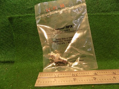 (1) Amphenol 46650-75RFX BNC Male Cap 75 Ohm 1 W 5% Terminator NOS NIB 