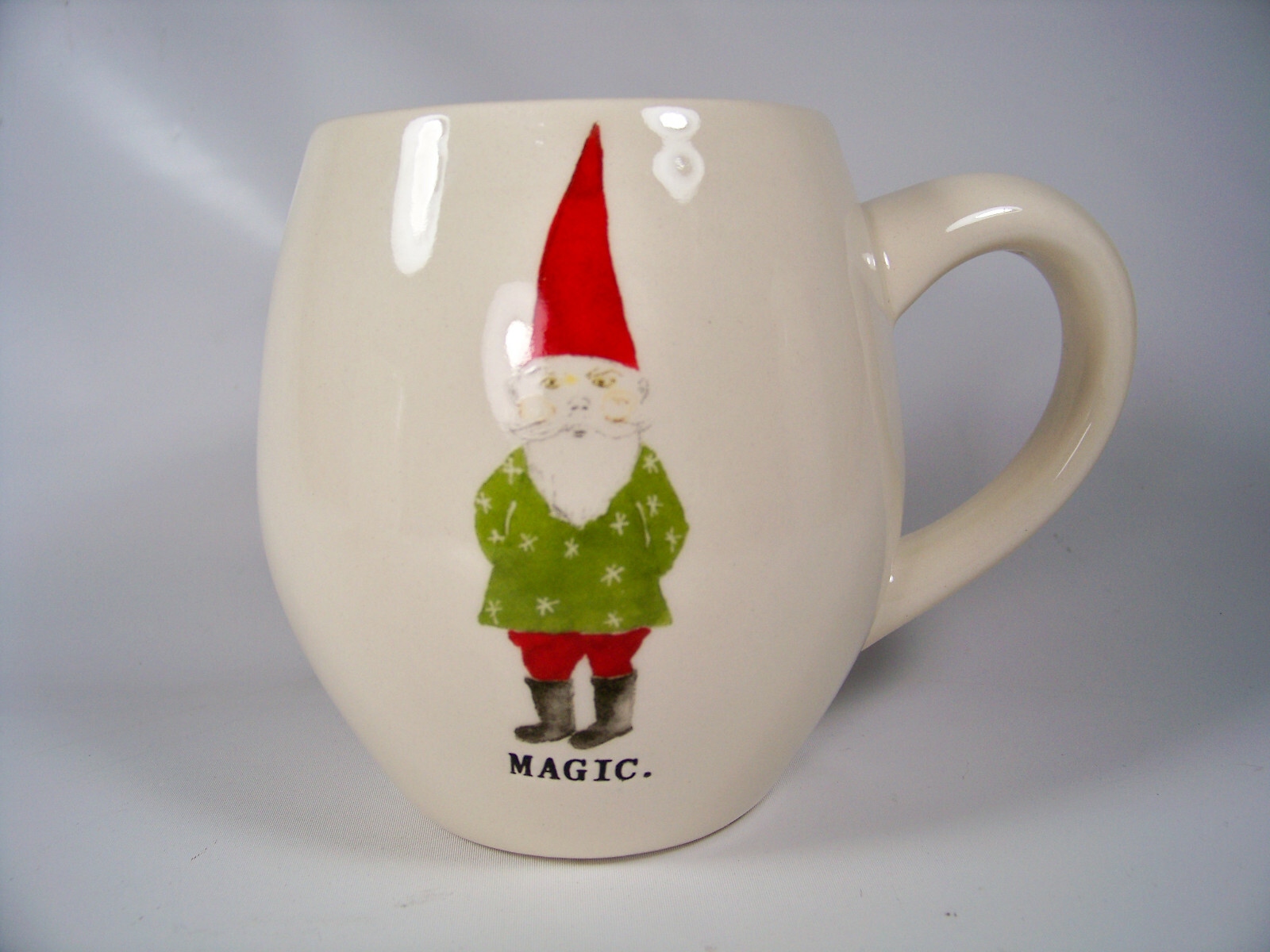 RAE DUNN Mischief Magic Christmas Elf Gnome Red Interior Mug Cup Set of 2