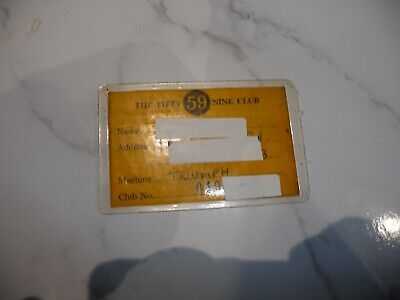 59 Club Motorcycle 1967 MEMBERSHIP CARD - Rare and Limited -