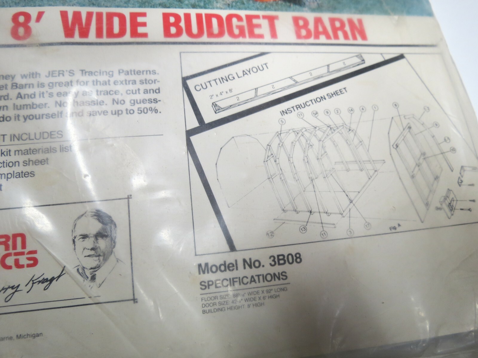 Vintage Jer's 8' Wide Budget Barn Tracing Patterns Templates Woodworking Project