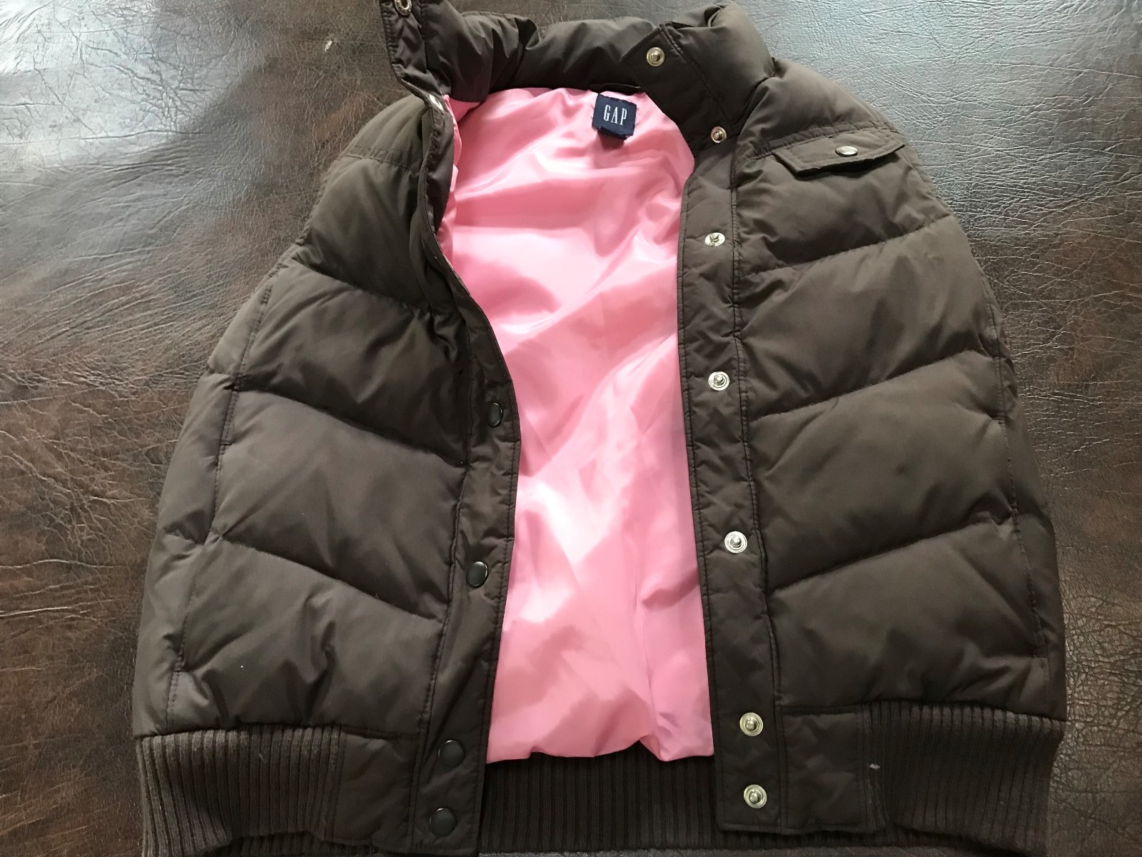 Women's  M GAP Puff Vest Down  Brown  Medium