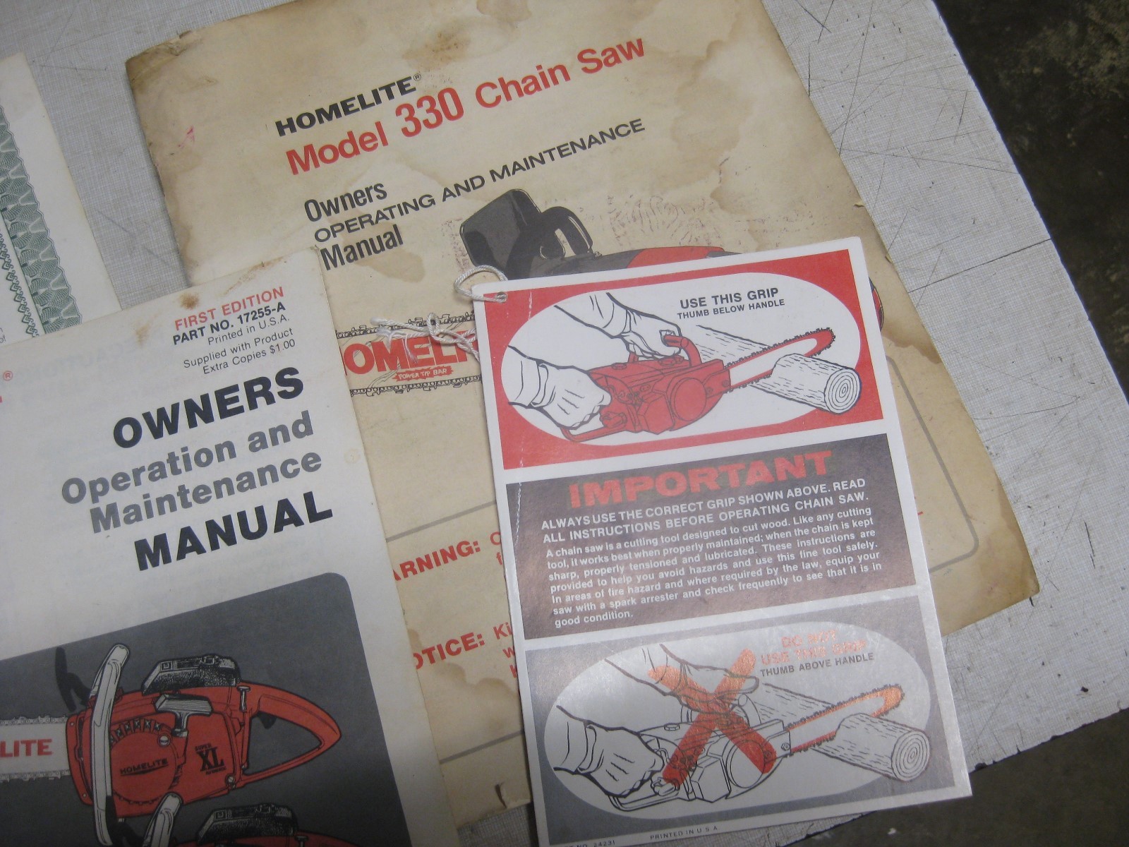 Homelite Chain Saw Owners  Manuals XL-12, 330