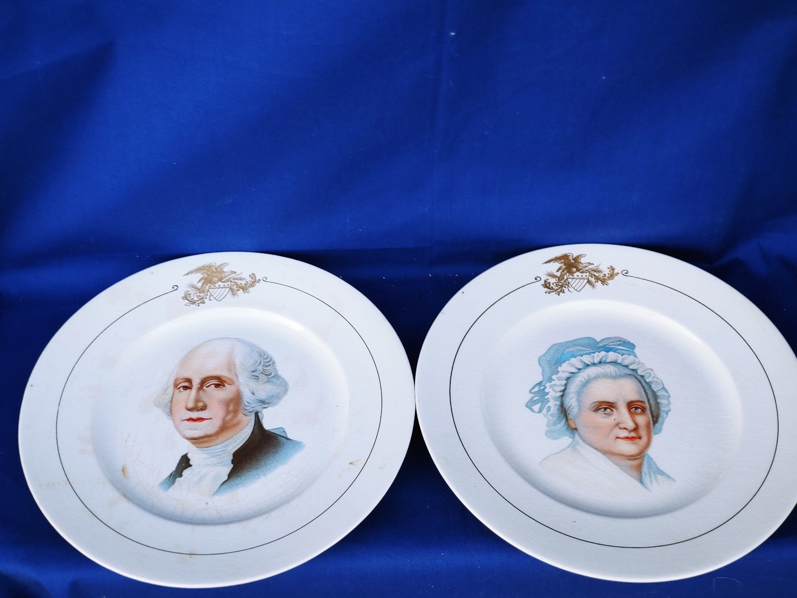 Rare K.T.&K.Co Ramona Semi Vitreous ANTIQUE Plate GEORGE MARTHA WASHINGTON ??j8