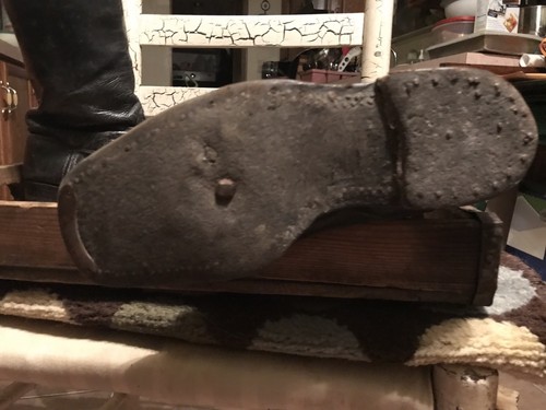 Antique Military Pair Leather Black Boot Riding 16” Knee High 10.5 Inch