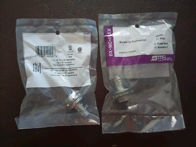 S Pro Connex BX MC FLEX Screw in Connector Die Cast 3/8'' Metal Conduit Fitng-2PK